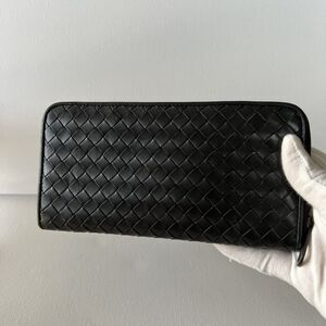 Bottega Veneta Intrecciato Lambskin Zip Around Long Wallet Authentic